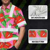 Hi Vis Hawaiian Shirt Reflective Tapes Pink Neon Red Anthurium Custom Name Safety Workwear For Workers, Truckers, Operators
