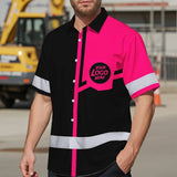 Hi Vis Hawaiian Shirt Reflective Tapes Pink Neon Uniform Custom Name And Logo