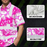 Hi Vis Hawaiian Shirt Reflective Tapes Pink Neon White Orchid Custom Name Safety Workwear For Workers, Truckers, Operators