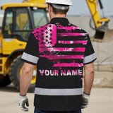 Hi Vis Hawaiian Shirt Reflective Tapes Pink Tie Dye US Flag Custom Name