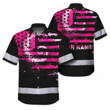 Hi Vis Hawaiian Shirt Reflective Tapes Pink Tie Dye US Flag Custom Name