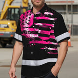 Hi Vis Hawaiian Shirt Reflective Tapes Pink Tie Dye US Flag Custom Name
