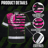 Hi Vis Hawaiian Shirt Reflective Tapes Pink Tie Dye US Flag Custom Name
