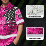 Hi Vis Hawaiian Shirt Reflective Tapes Pink Tie Dye US Flag Scratch Custom Name Safety Workwear For Workers, Runners, Cyclists