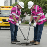 Hi Vis Hawaiian Shirt Reflective Tapes Pink Tiki Custom Name Safety Workwear For Workers, Truckers, Operators