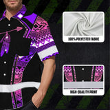 Hi Vis Hawaiian Shirt Reflective Tapes Pink Violet Neon Native Custom Name Safety Workwear For Workers, Truckers, Operators