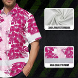 Hi Vis Hawaiian Shirt Reflective Tapes Pink White Flowers Custom Name Safety Workwear For Workers, Truckers, Operators