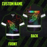 Hi Vis Hawaiian Shirt Reflective Tapes Rainbow Butterfly Polynesian Custom Name Safety Workwear For Workers, Truckers, Operators