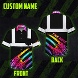 Hi Vis Hawaiian Shirt Reflective Tapes Rainbow Flag Tie Dye Custom Name Safety Workwear For Workers, Runners, Cyclists