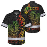 Hi Vis Hawaiian Shirt Reflective Tapes Rainbow Polynesian Tribal Custom Name Safety Workwear For Workers, Truckers, Operators