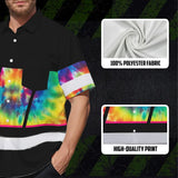 Hi Vis Hawaiian Shirt Reflective Tapes Rainbow Tie Dye Custom Name Safety Workwear For Workers, Runners, Cyclists