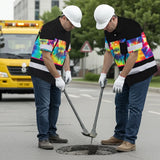 Hi Vis Hawaiian Shirt Reflective Tapes Rainbow Tie Dye Custom Name Safety Workwear For Workers, Runners, Cyclists