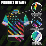 Hi Vis Hawaiian Shirt Reflective Tapes Rainbow Tie Dye Safety Workwear