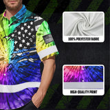 Hi Vis Hawaiian Shirt Reflective Tapes Rainbow Tie Dye US Flag Scratch Custom Name Safety Workwear For Workers, Runners, Cyclists