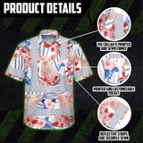Hi Vis Hawaiian Shirt Reflective Tapes Red And Blue Pig Custom Name Safety Workwear For Workers, Truckers, Operators, Company