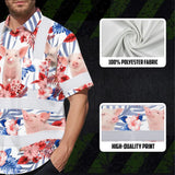 Hi Vis Hawaiian Shirt Reflective Tapes Red And Blue Pig Custom Name Safety Workwear For Workers, Truckers, Operators, Company