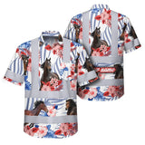 Hi Vis Hawaiian Shirt Reflective Tapes Red Blue And Horse Custom Name Safety Workwear For Workers, Truckers, Operators, Company