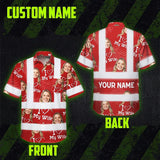 Hi Vis Hawaiian Shirt Reflective Tapes Red Custom Name And Image Safety Workwear For Workers, Truckers, Operators