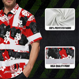 Hi Vis Hawaiian Shirt Reflective Tapes Red Flower Black Cow Custom Name Safety Workwear For Workers, Truckers, Operators, Company