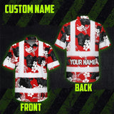 Hi Vis Hawaiian Shirt Reflective Tapes Red Flower Black Cow Custom Name Safety Workwear For Workers, Truckers, Operators, Company