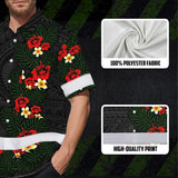 Hi Vis Hawaiian Shirt Reflective Tapes Red Hibiscus and Plumeria Polynesian Tribal Custom Name Safety Workwear For Workers, Truckers, Operators
