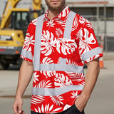 Hi Vis Hawaiian Shirt Reflective Tapes Red Neon Flowers Custom Name