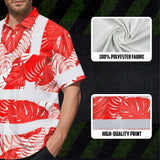 Hi Vis Hawaiian Shirt Reflective Tapes Red Neon Flowers Custom Name Safety Workwear For Workers, Truckers, Operators