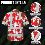 Hi Vis Hawaiian Shirt Reflective Tapes Red Neon Flowers Custom Name Safety Workwear For Workers, Truckers, Operators