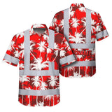 Choose Pack Hi Vis Hawaiian Shirt Reflective Tapes Red Neon Flowers Custom Name Safety Workwear For Workers, Truckers, Operators