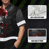 Hi Vis Hawaiian Shirt Reflective Tapes Red Neon Grey Skull Custom Name Safety Workwear For Workers, Truckers, Operators