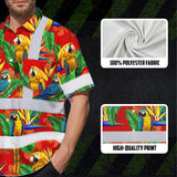 Hi Vis Hawaiian Shirt Reflective Tapes Red Neon Parrot Hawaii Custom Name Safety Workwear For Workers, Truckers, Operators
