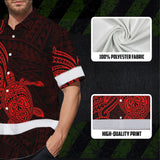 Hi Vis Hawaiian Shirt Reflective Tapes Red Neon Polynesian Custom Name Safety Workwear For Workers, Truckers, Operators