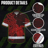 Hi Vis Hawaiian Shirt Reflective Tapes Red Neon Polynesian Custom Name Safety Workwear For Workers, Truckers, Operators