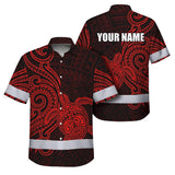 Hi Vis Hawaiian Shirt Reflective Tapes Red Neon Polynesian Custom Name Safety Workwear For Workers, Truckers, Operators