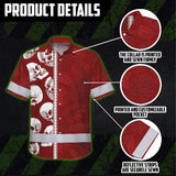 Hi Vis Hawaiian Shirt Reflective Tapes Red Neon Polynesian Skull Custom Name Safety Workwear For Workers, Truckers, Operators