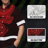 Hi Vis Hawaiian Shirt Reflective Tapes Red Neon Polynesian Skull Custom Name Safety Workwear For Workers, Truckers, Operators