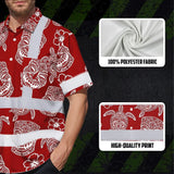 Hi Vis Hawaiian Shirt Reflective Tapes Red Neon Tiki Custom Name Safety Workwear For Workers, Truckers, Operators