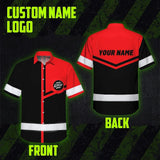 Hi Vis Hawaiian Shirt Reflective Tapes Red Neon Uniform Custom Name And Logo
