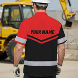 Hi Vis Hawaiian Shirt Reflective Tapes Red Neon Uniform Custom Name And Logo