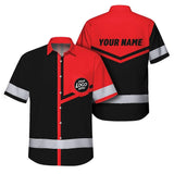 Hi Vis Hawaiian Shirt Reflective Tapes Red Neon Uniform Custom Name And Logo