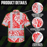 Hi Vis Hawaiian Shirt Reflective Tapes Red Neon White Flowers Custom Name Safety Workwear For Workers, Truckers, Operators