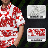 Hi Vis Hawaiian Shirt Reflective Tapes Red Neon White Orchid Custom Name Safety Workwear For Workers, Truckers, Operators