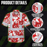 Hi Vis Hawaiian Shirt Reflective Tapes Red Neon White Orchid Custom Name Safety Workwear For Workers, Truckers, Operators