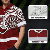 Hi Vis Hawaiian Shirt Reflective Tapes Red Neon White Polynesian Tribal Custom Name Safety Workwear For Workers, Truckers, Operators