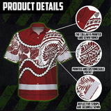 Hi Vis Hawaiian Shirt Reflective Tapes Red Neon White Polynesian Tribal Custom Name Safety Workwear For Workers, Truckers, Operators