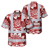 Hi Vis Hawaiian Shirt Reflective Tapes Red Neon White Protea Custom Name Safety Workwear For Workers, Truckers, Operators