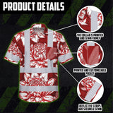 Hi Vis Hawaiian Shirt Reflective Tapes Red Neon White Protea Custom Name Safety Workwear For Workers, Truckers, Operators