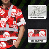 Hi Vis Hawaiian Shirt Reflective Tapes Red Neon White Skull Custom Name Safety Workwear For Workers, Truckers, Operators