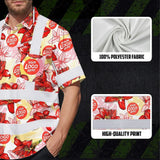 Hi Vis Hawaiian Shirt Reflective Tapes Red Pink Neon And White Flowers Custom Name And Logo Safety Workwear For Workers, Truckers, Operators, Company