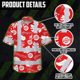 Hi Vis Hawaiian Shirt Reflective Tapes Red White Custom Name And Logo Safety Workwear For Workers, Truckers, Operators, Company